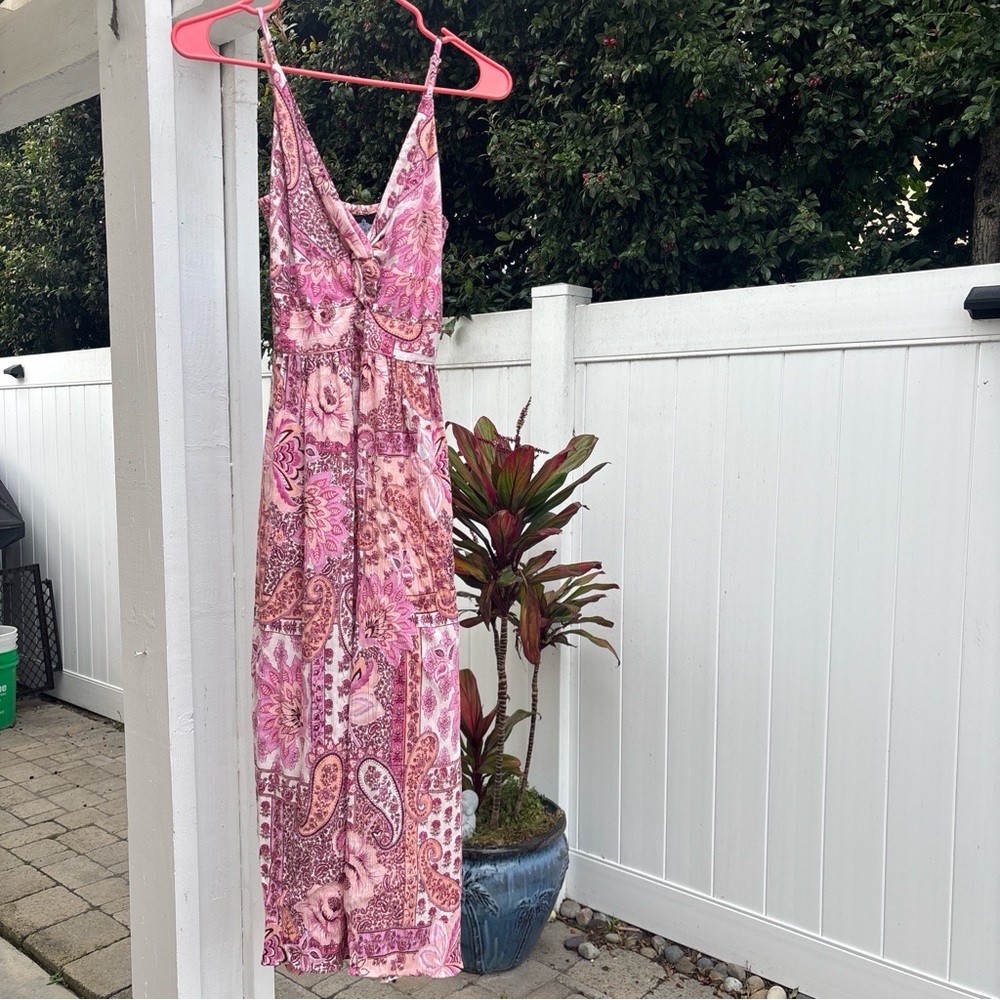 ANGIE Pink Paisley Maxi Dress Twist Front Cut Out Boho Size S NWT - Picture 5 of 7